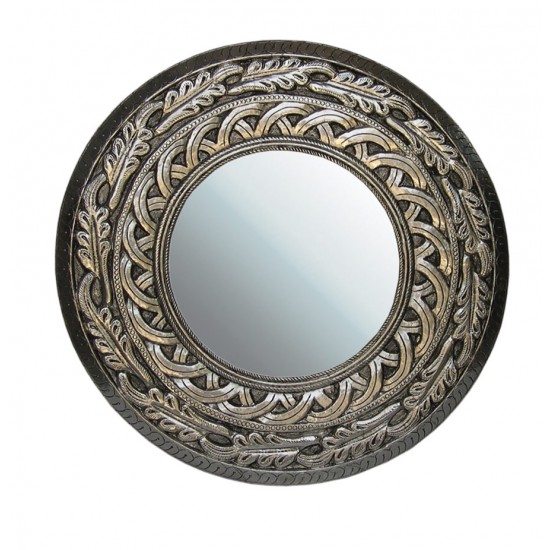 Metal Cladded Wooden Carved Mirror Frame