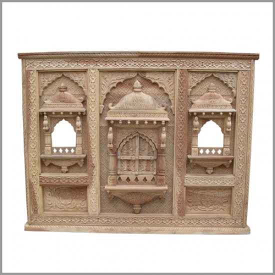 Three Jharokha Panel with Silver Sheet Art Work (Wooden Base)