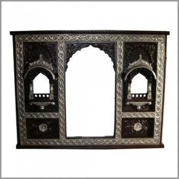 Three Jharokha Panel with Silver Sheet Art Work (Wooden Base)
