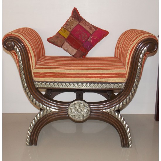Teak Wood Roman Seater with Metal Artwork Teak Wood Roman Seater with Metal Artwork