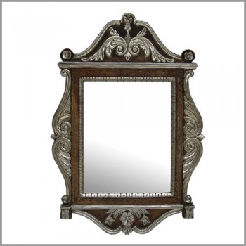 Metal Embellished Wooden Carved Jharokha Mirror Frame