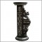 Metal Embellished and Polished Wooden Carved Elephant Pillar