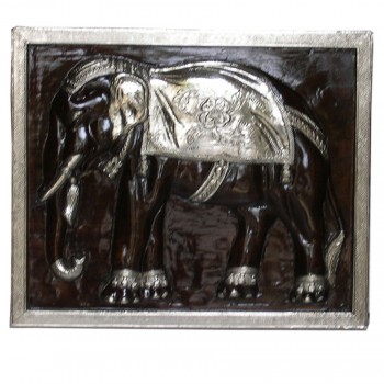 Carved Elephant Wall Panel 