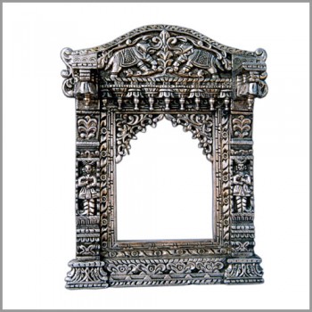 Elephant Jharokha with Silver Sheet Art Work (Wooden Base)