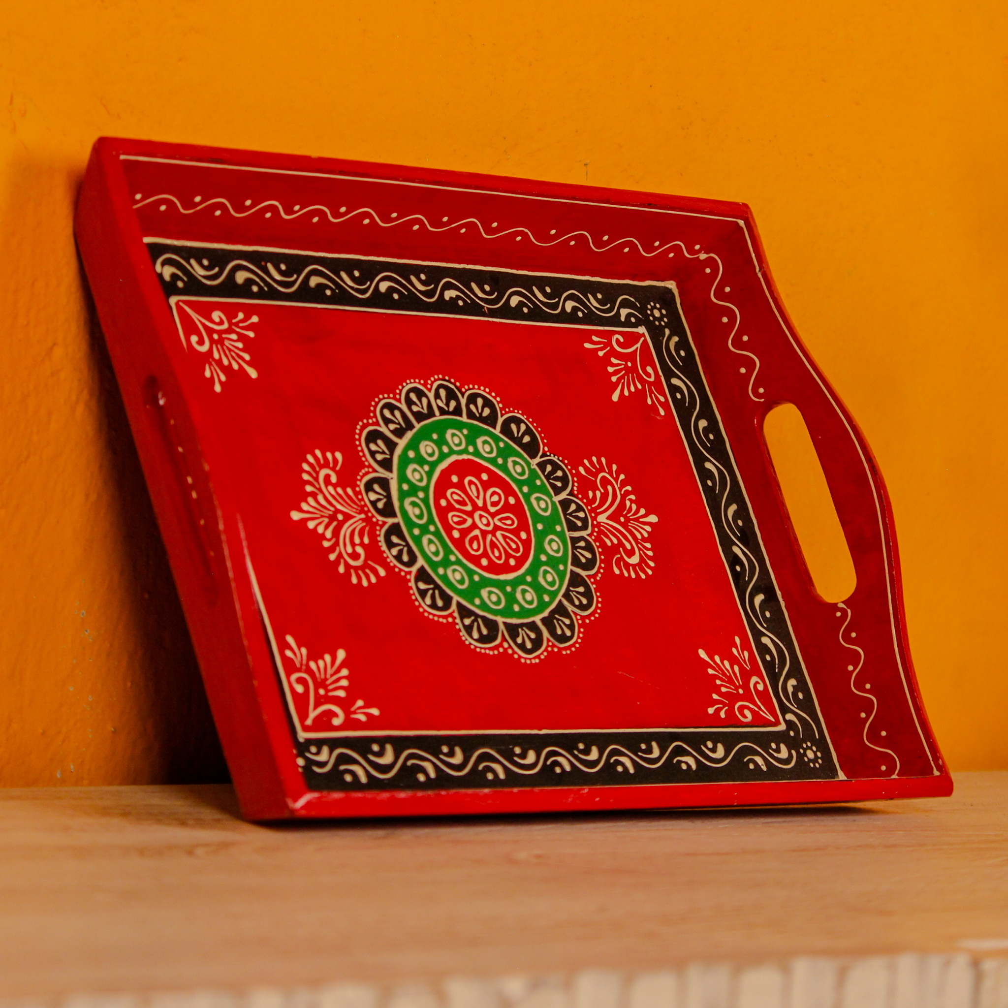 Hand painted wooden tray - Medium
