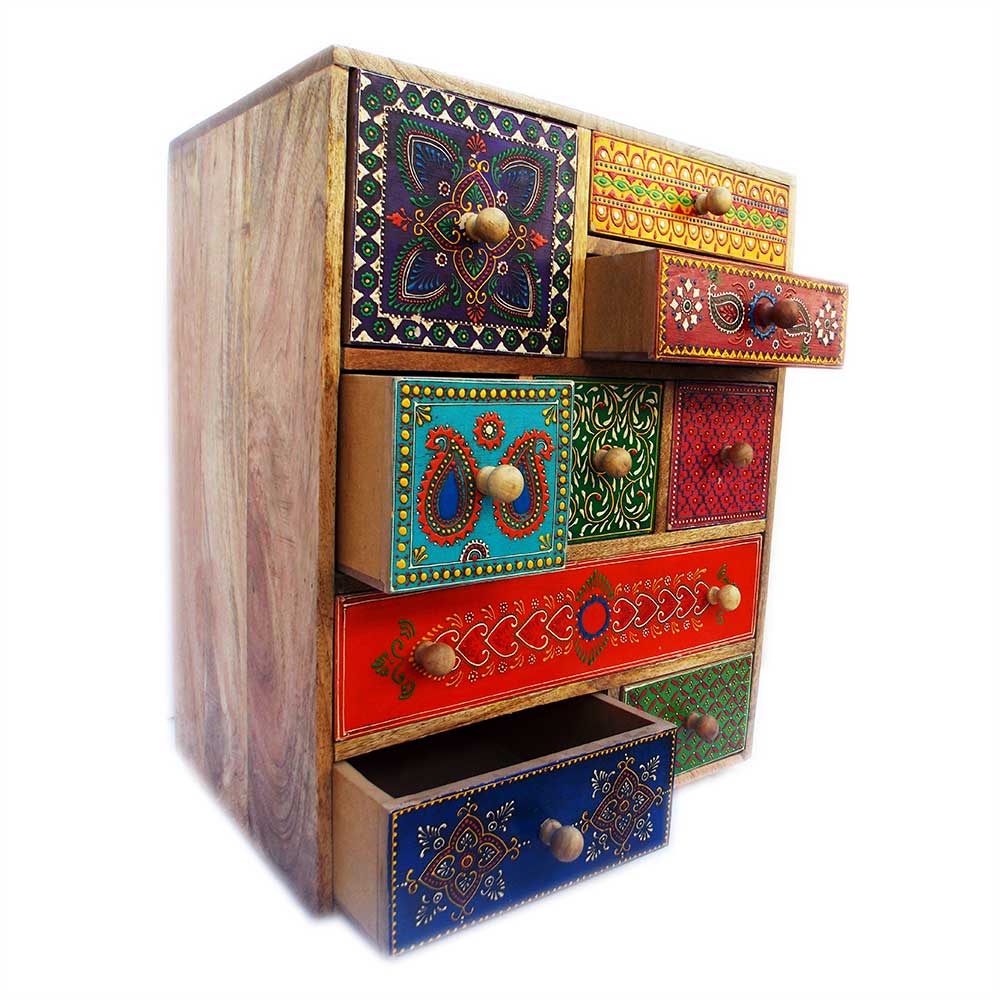 Chromatic Wooden Chest of 9 Drawers