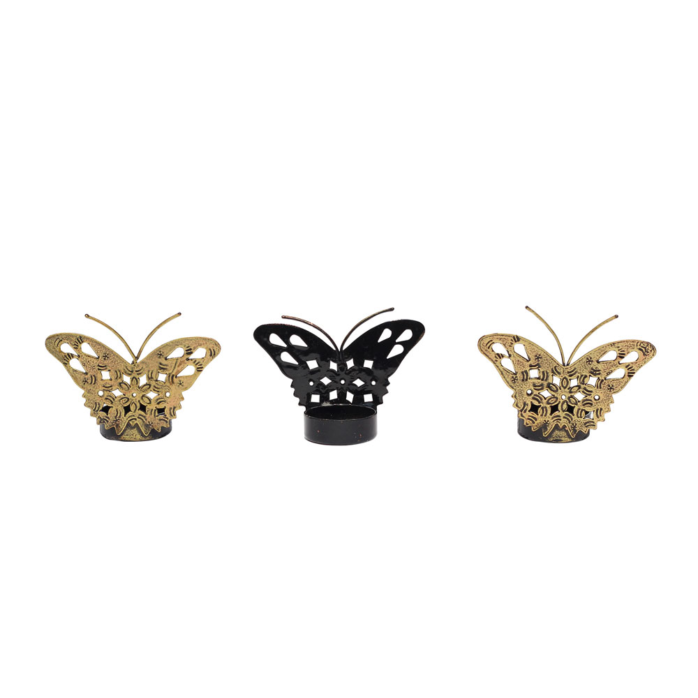 Sparkling Butterfly T-Light Holders (Set of Three)
