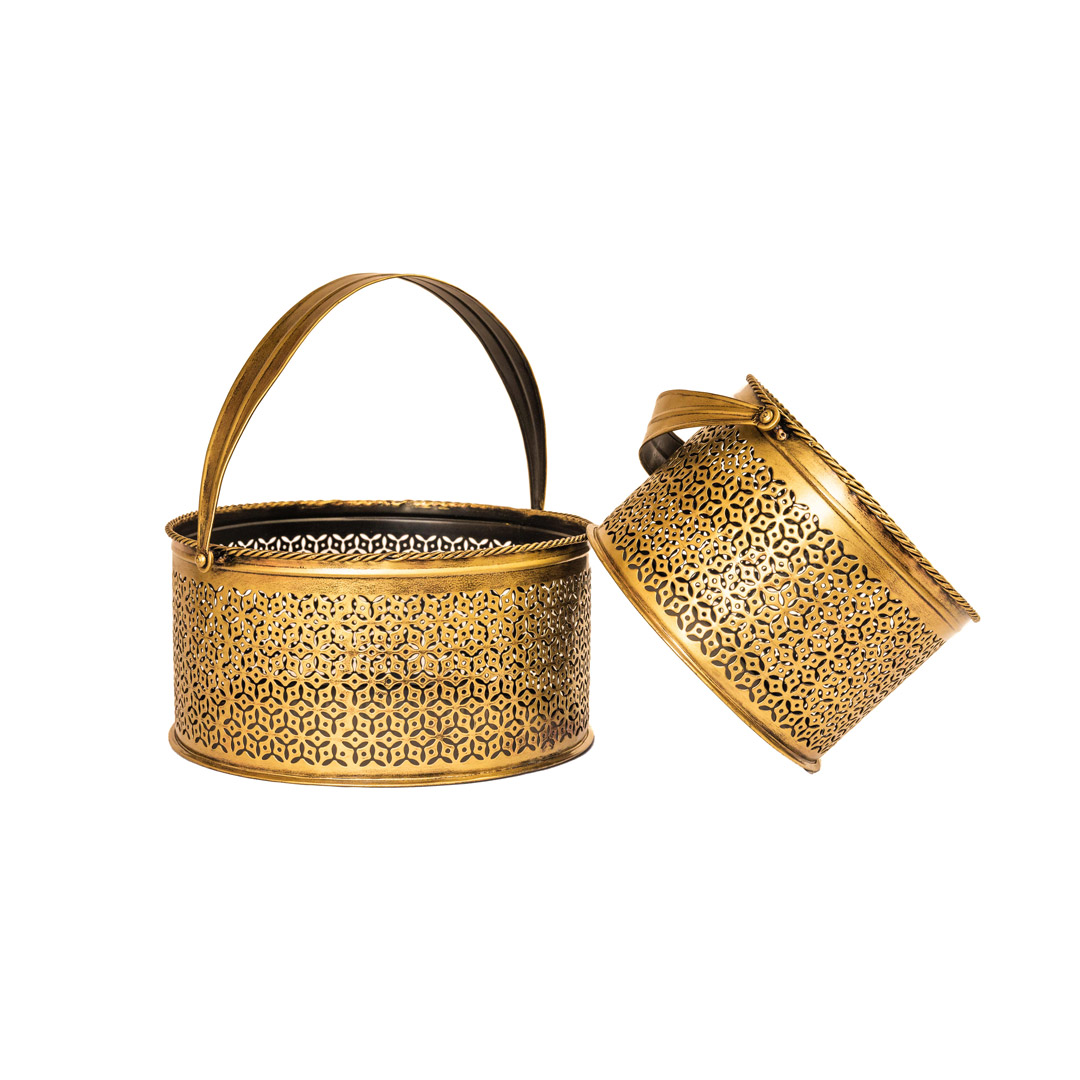 Metal basket round ( set of two )