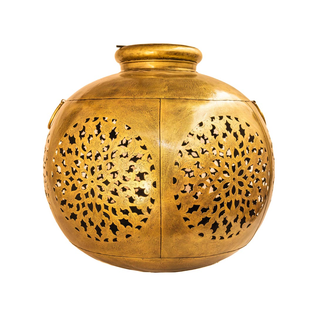Round matka floor lantern or decorative vase Dia 27 inches