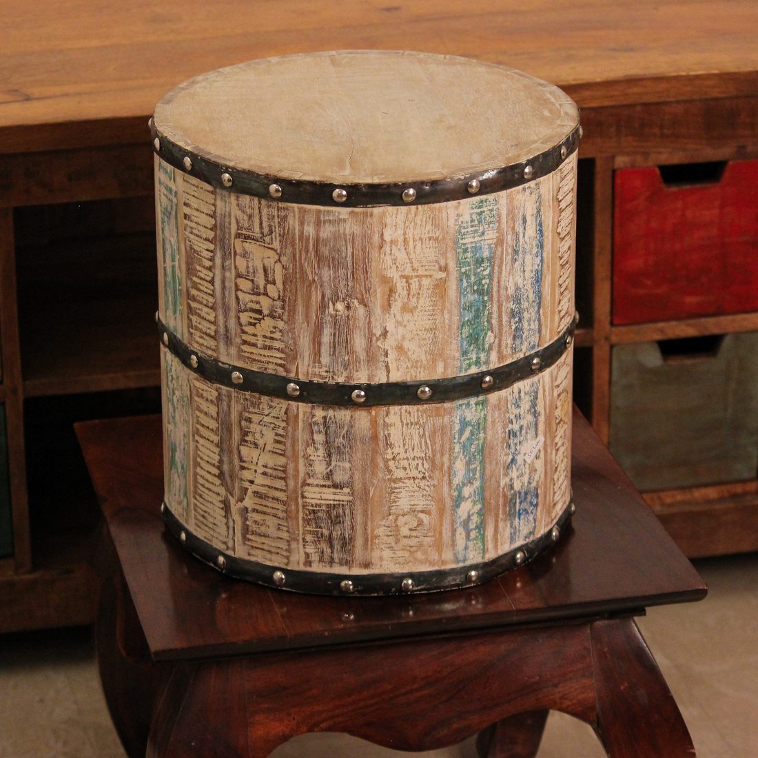 Reclaimed Wood Garden Stool – Small Reclaimed Wood Garden Stool – Small