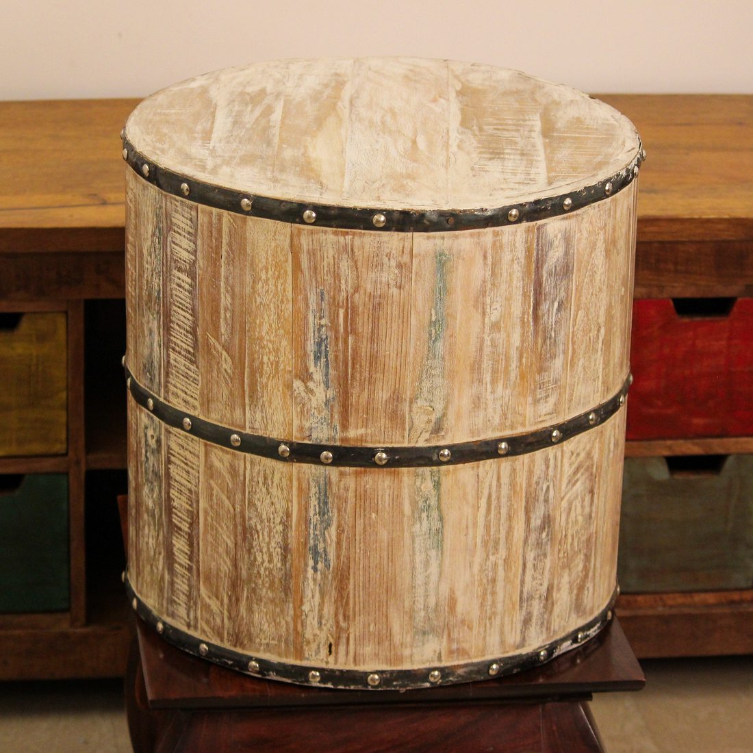 Reclaimed Wood Garden Stool – Large Reclaimed Wood Garden Stool – Large