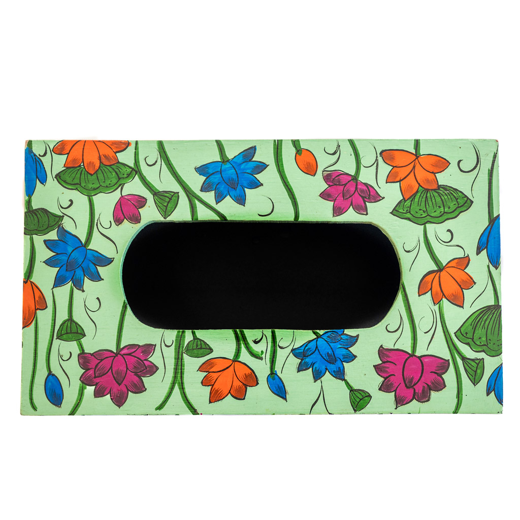 Wooden Green Hand-Painted Tissue Box Wooden Green Hand-Painted Tissue Box