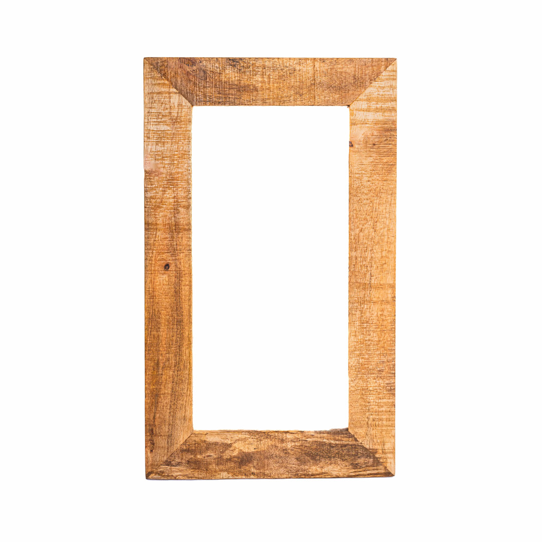 Rough Wood Rectangular Mirror Frame light Polish  