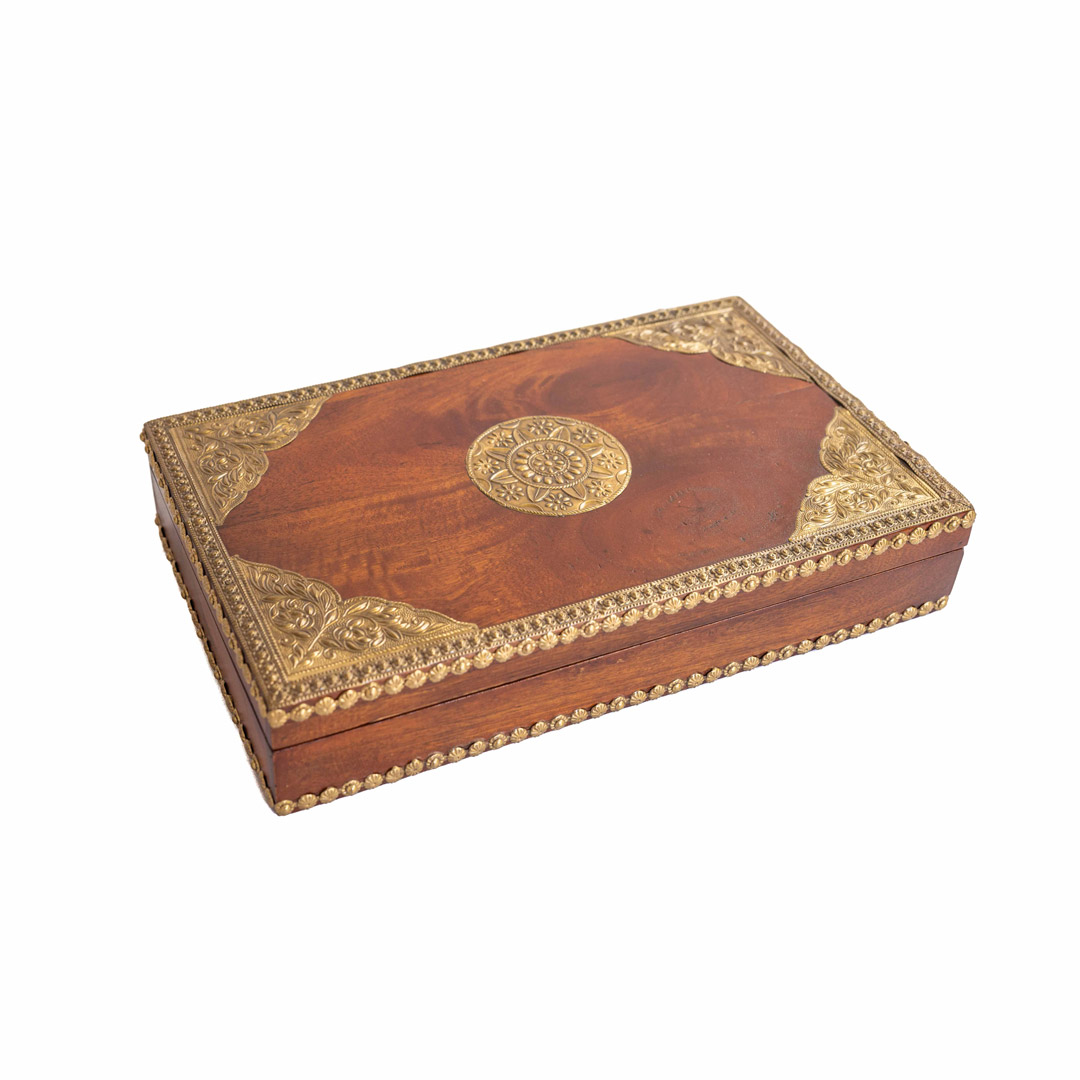 Antique brass work wooden box ( 12 x 18 inch)