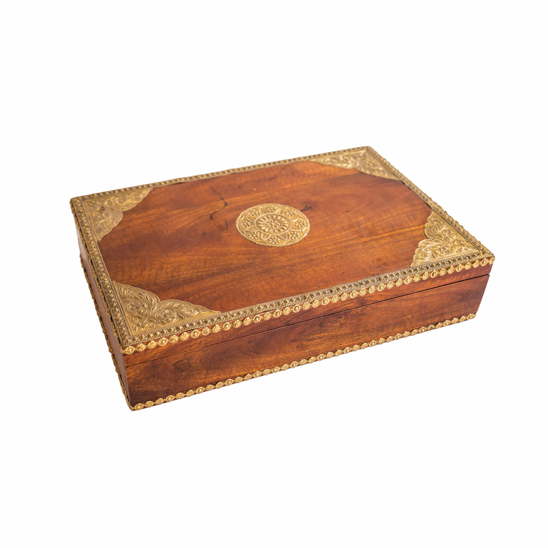 Antique brass work wooden box ( 10 x 16 inch)