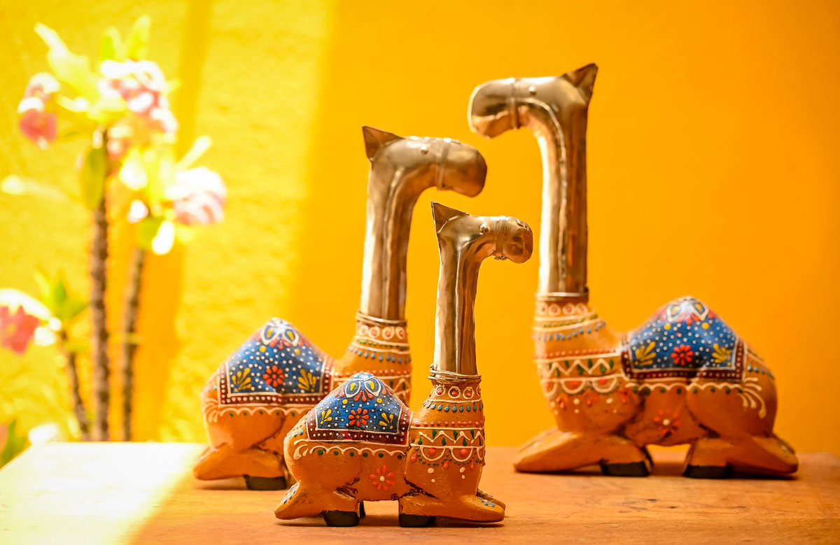 Wooden Handpainted Camel Showpiece (set of three)