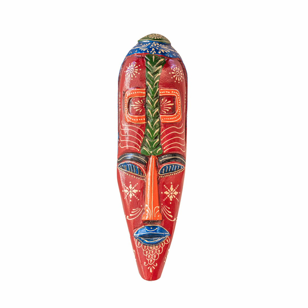 Handmade Wooden Mask Tribal (Red)