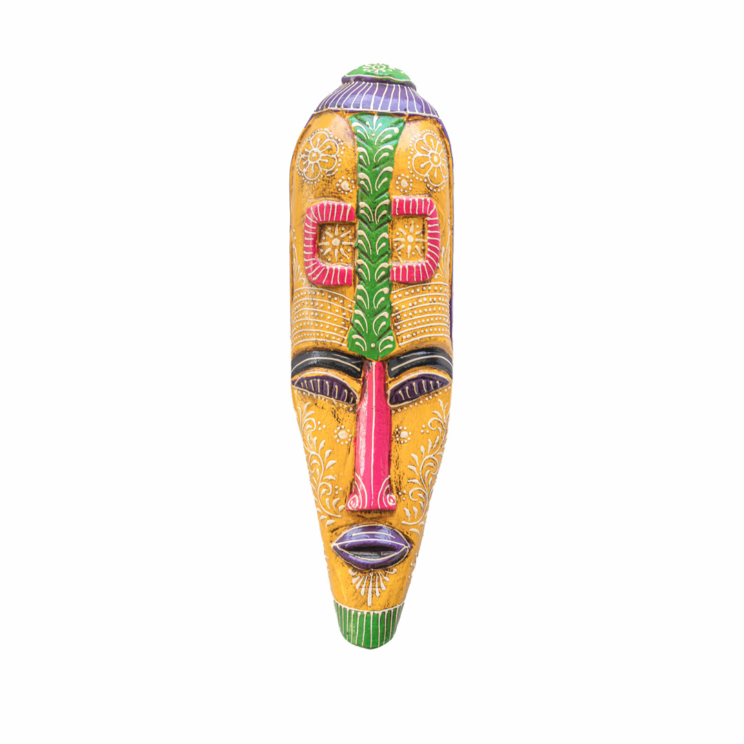 Handmade Wooden Mask Tribal (Yellow)