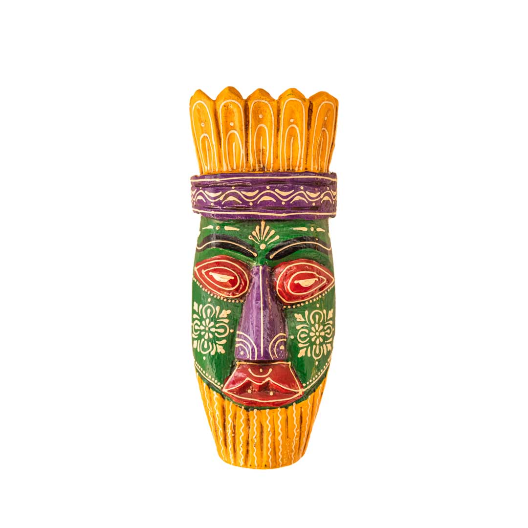 Handmade Wooden Mask Tribal 6 x 12 inch (Yellow)