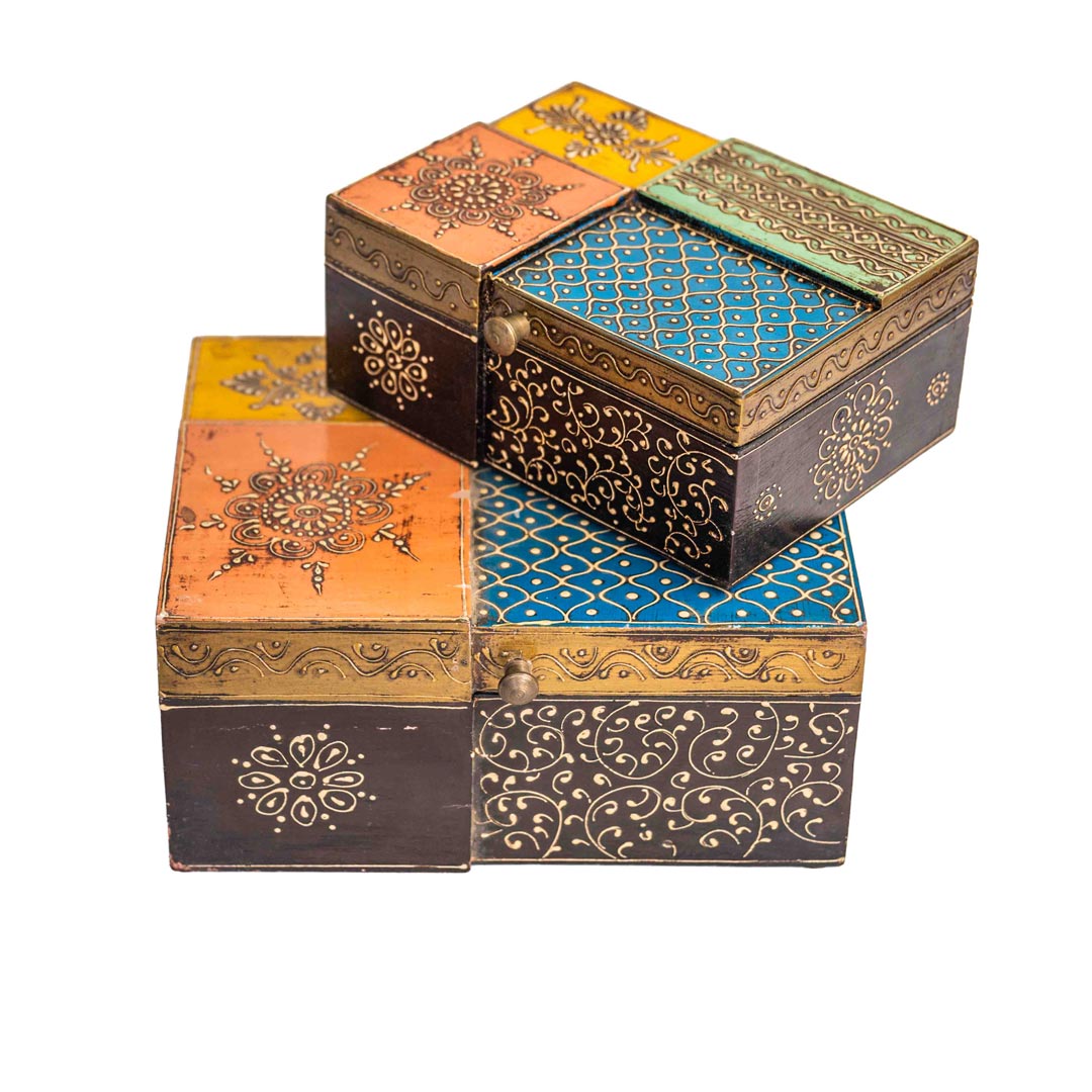 Colorful Oriental Jewellery Box  (set of two)