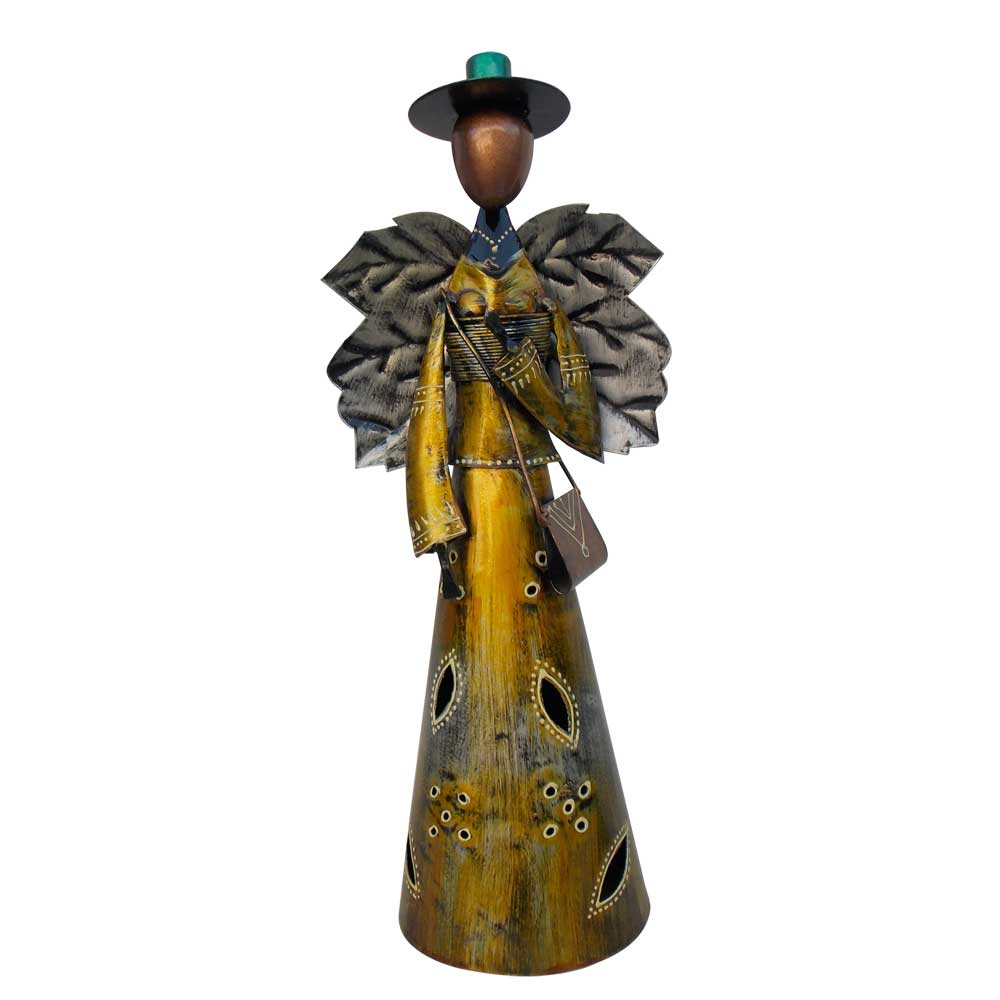 Angel with Hat and Bag- Iron / Painted