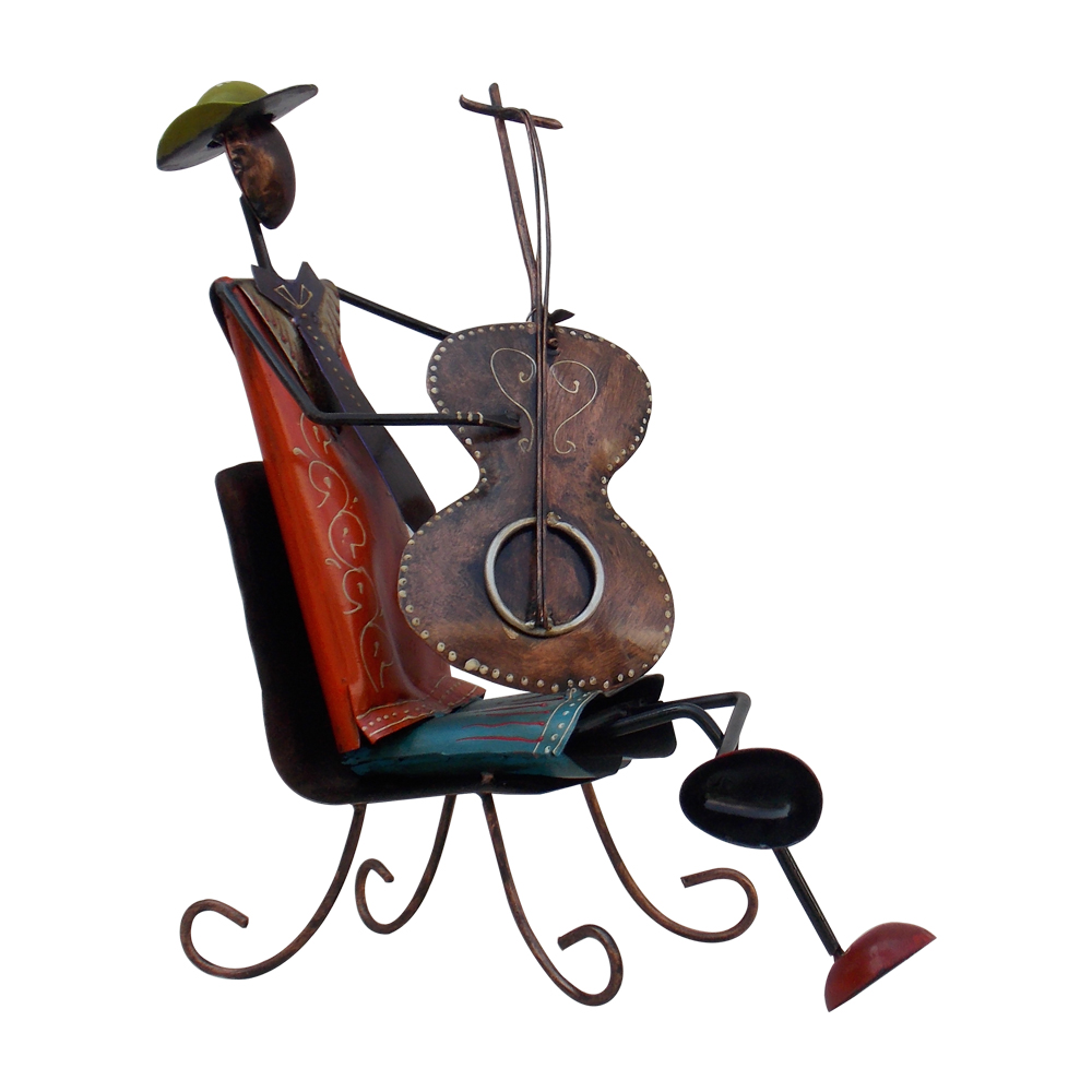 Hat Musician on Chair - Guitar Hat Musician on Chair - Guitar