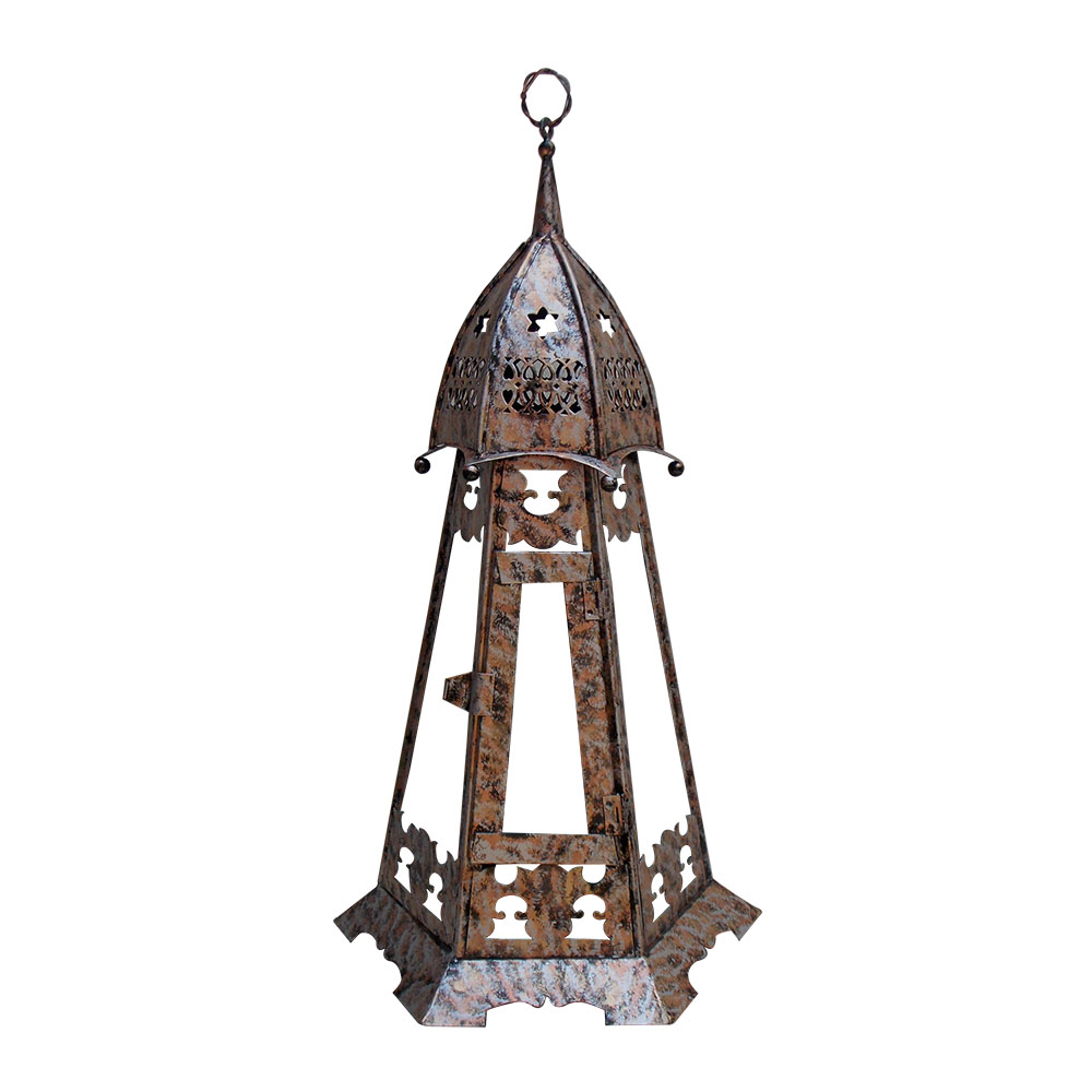 Mughal Art Silver Brown Finished Six Corner Lantern - height 23 Inch