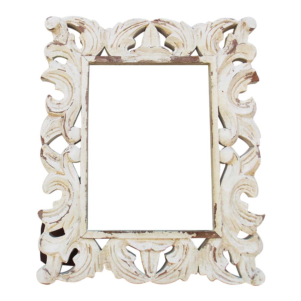 Flower Cut Photo Frame - Distress White Flower Cut Photo Frame - Distress White
