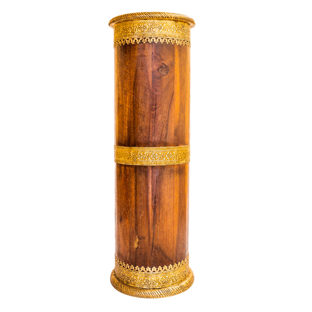 Wooden Umbrella Stand and Cylindrical Planter with Brass art height 24 inches