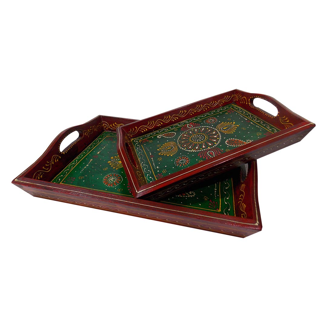 Traditional Handpainted Tray - Set of 2 Traditional Handpainted Tray - Set of 2