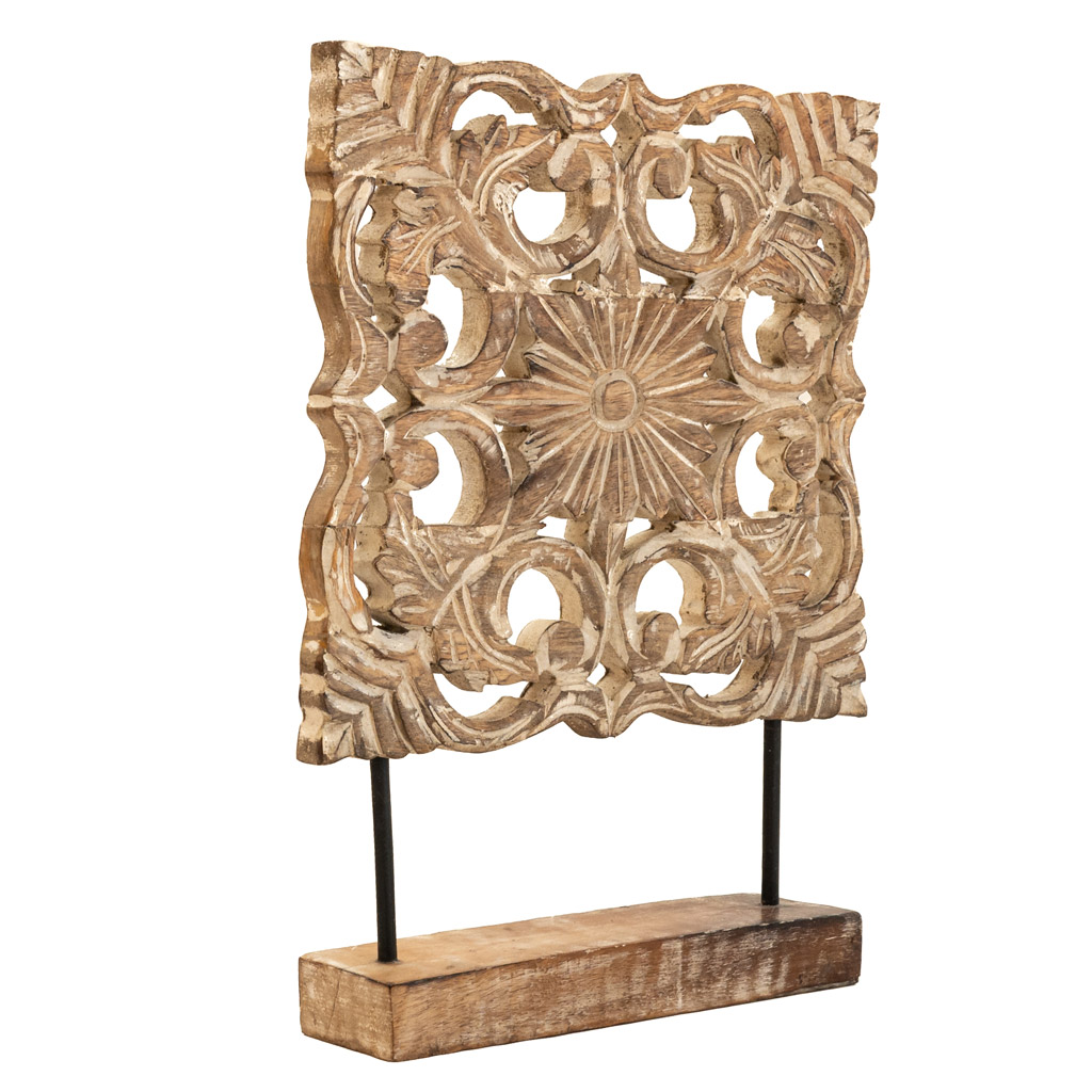 Carved Wooden Panel on Stand