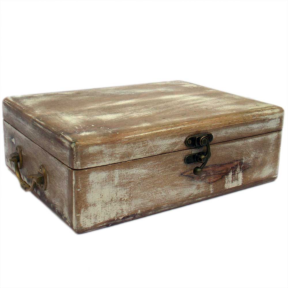 Wooden Box - White Distress