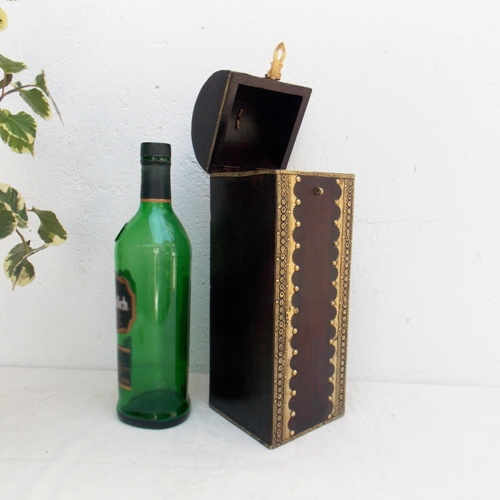 Polished Bottle Case with Brass Art (Assorted Colour & Designs)