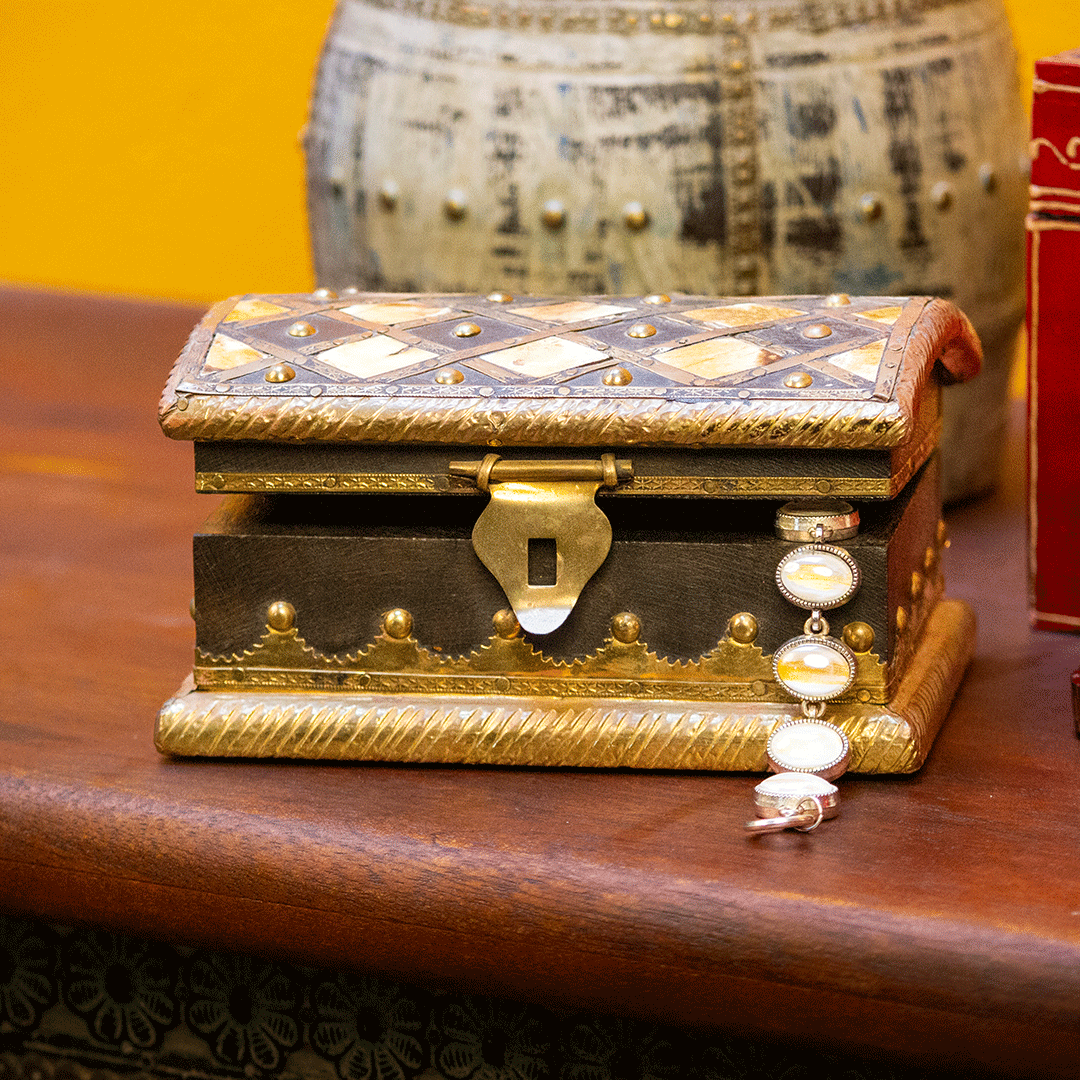 Indune Wooden Jewellery Box Rustic with Bone Art 6 x 3 Inches Indune Wooden Jewellery Box Rustic with Bone Art 6 x 3 Inches