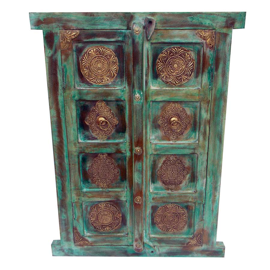Wooden Decorative Window , Rustic Green