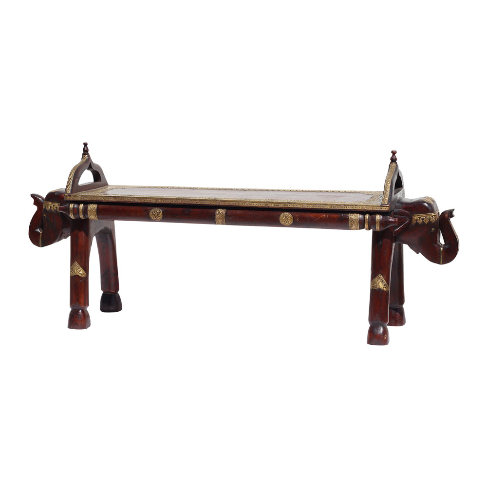 Elephant Entryway Bench- Polished & Brassart Elephant Entryway Bench- Polished & Brassart