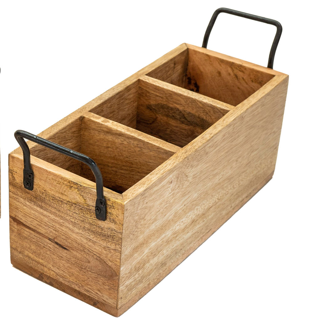 Wooden Multipurpose Cutlery Stand / Table Organizer with 3 Jar Wooden Multipurpose Cutlery Stand / Table Organizer with 3 Jar