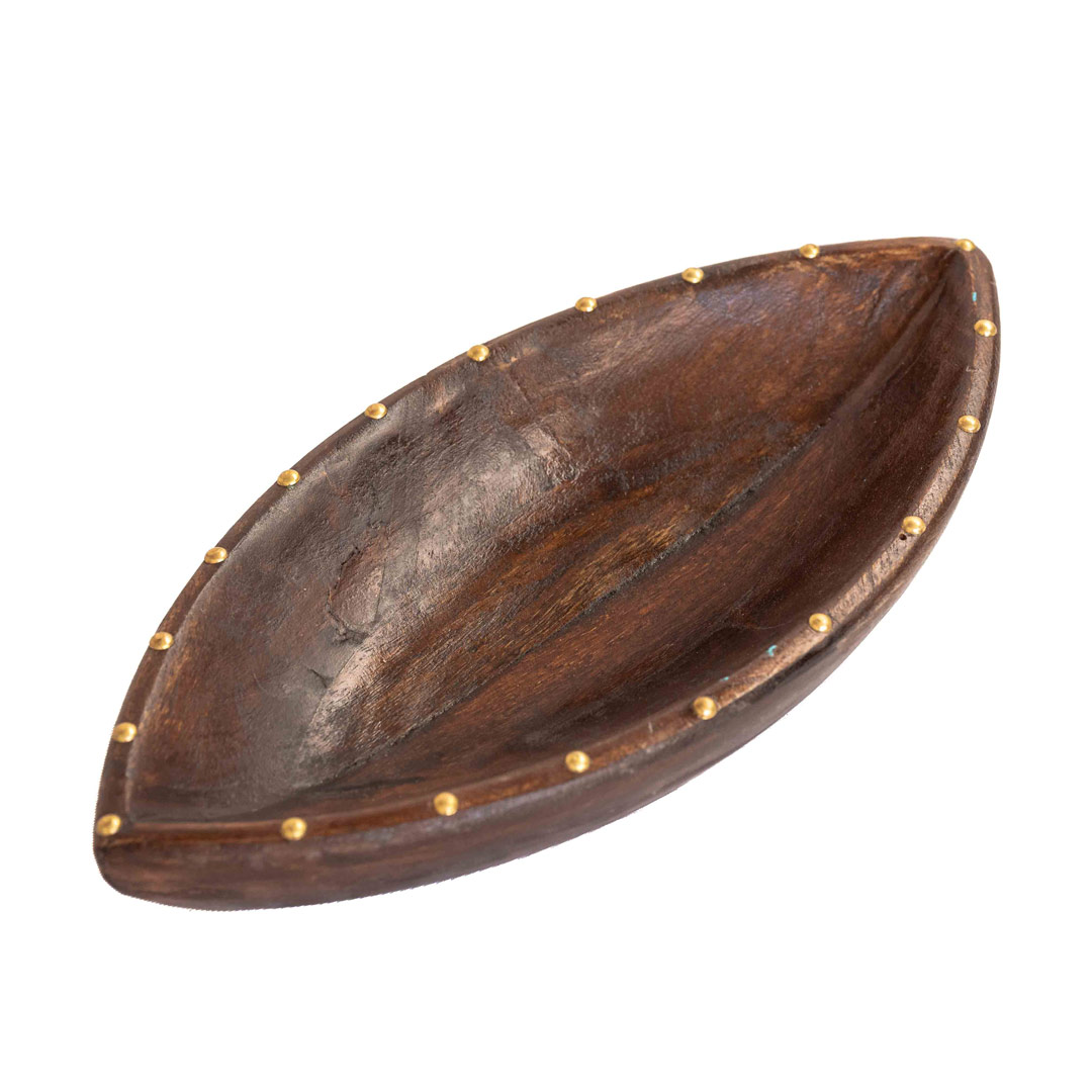 Antique Brown Leaf-Shaped Dry Fruit Tray - Rustic Home Décor