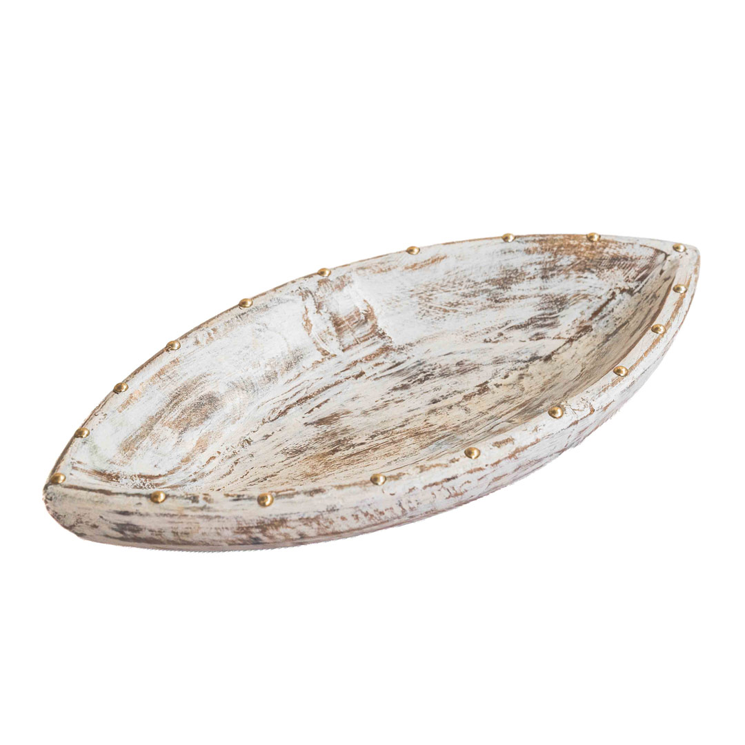 Dry Fruit Tray - Distressed Antique white (Leaf Shaped)