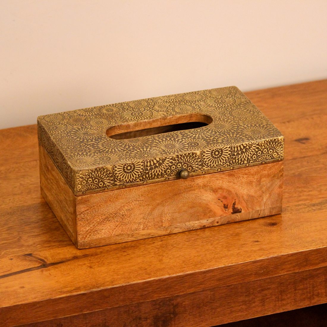 Brass Embossed Sunburst Tissue Box Brass Embossed Sunburst Tissue Box