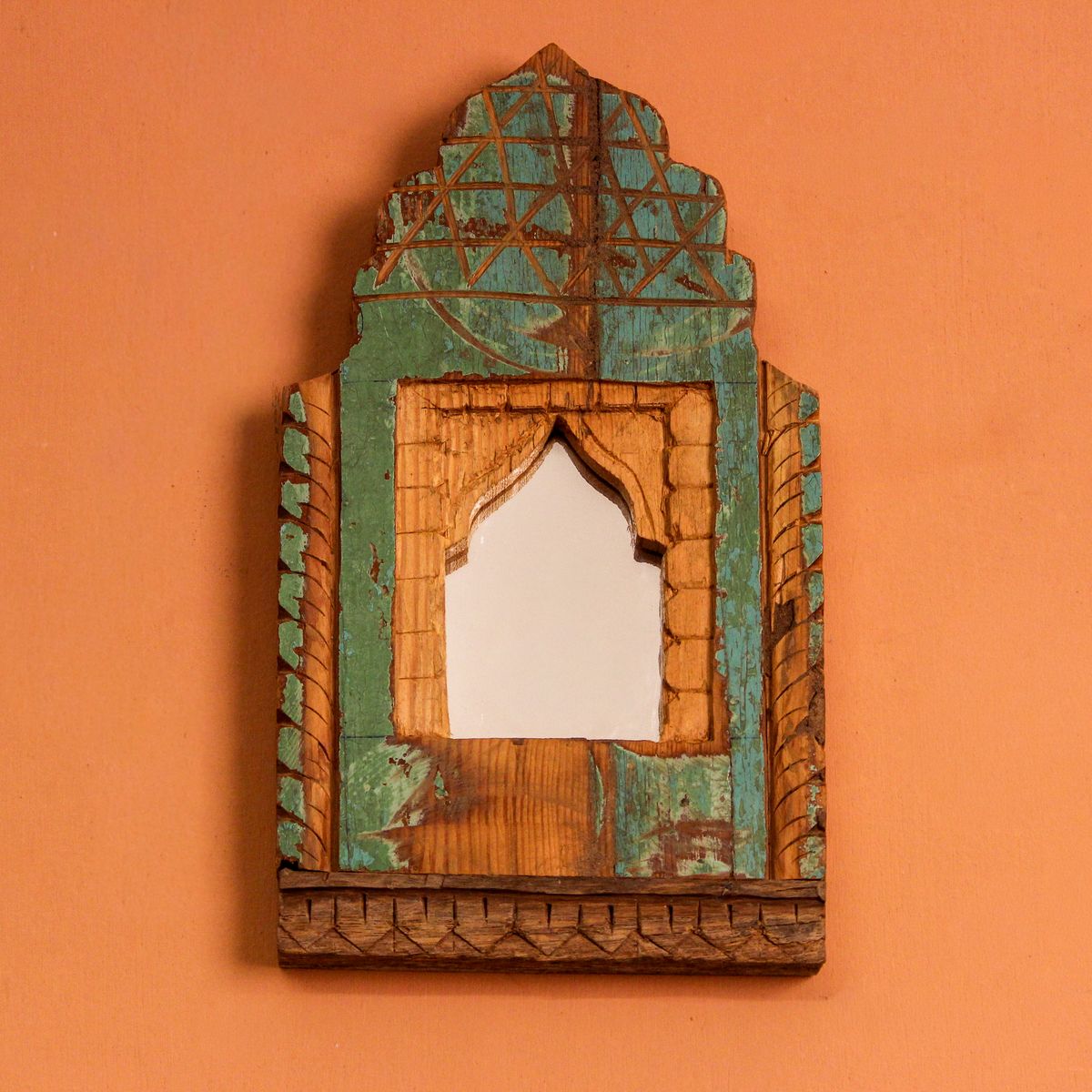 Jharokha Mirror Frame – Rustic Green Jharokha Mirror Frame – Rustic Green