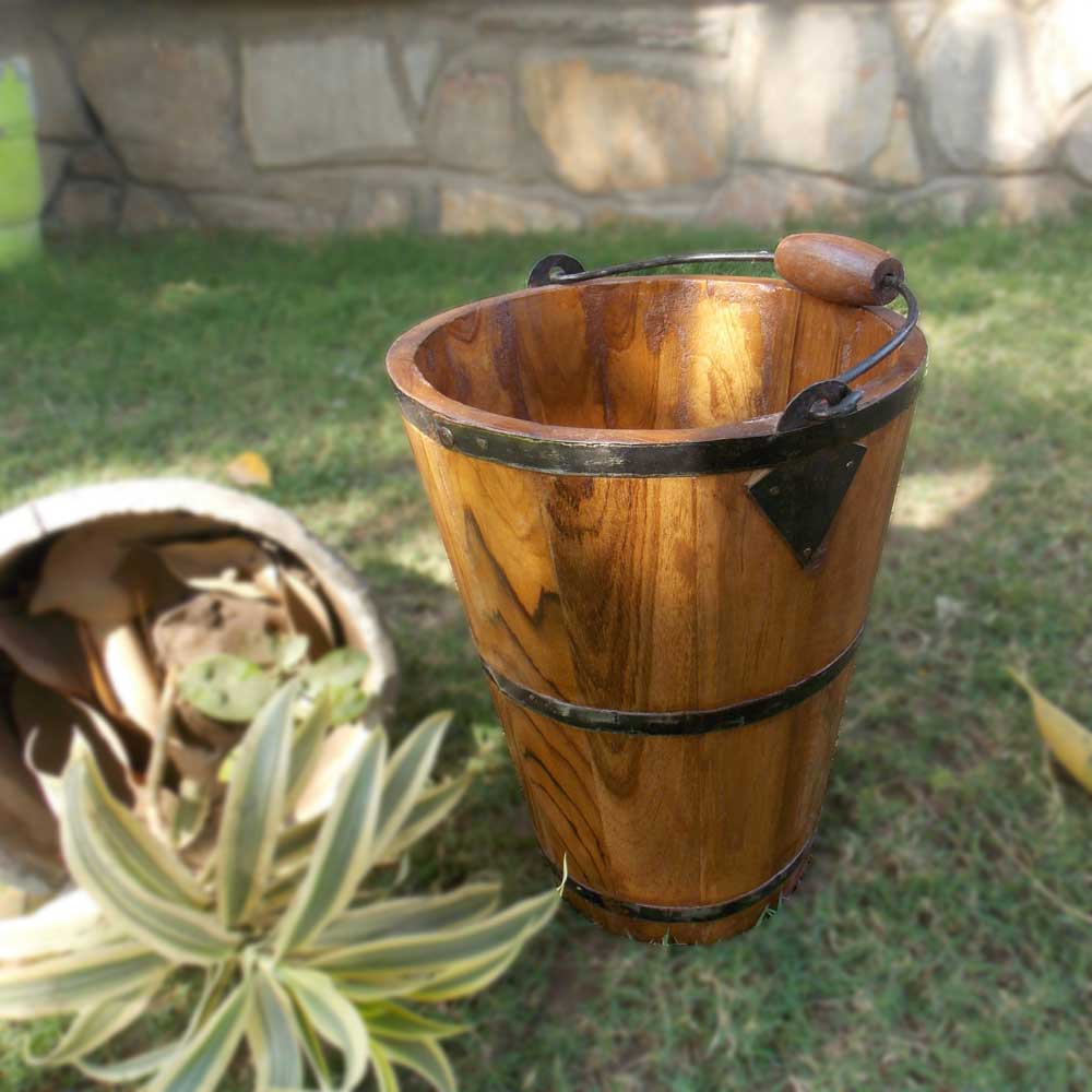Wooden Bucket, Indoor Planter, Bottle Chiller- Medium