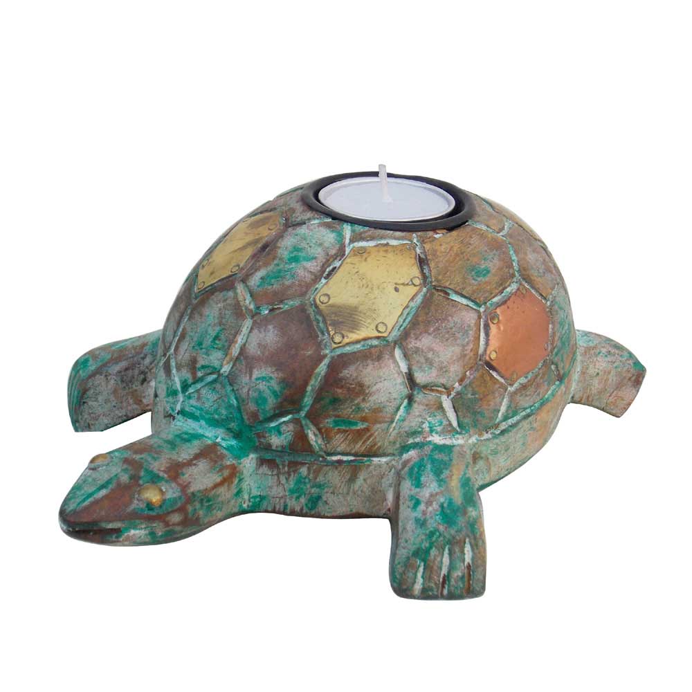 Good Luck Turtle Tealight - Distressed Green  (Tortoise) 