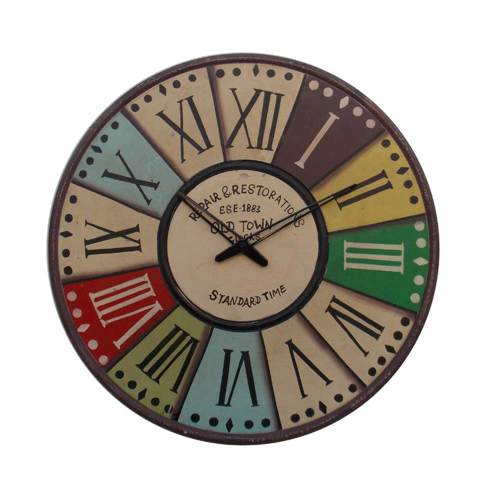 Retro Wall Clock- Vintage Style, Wooden