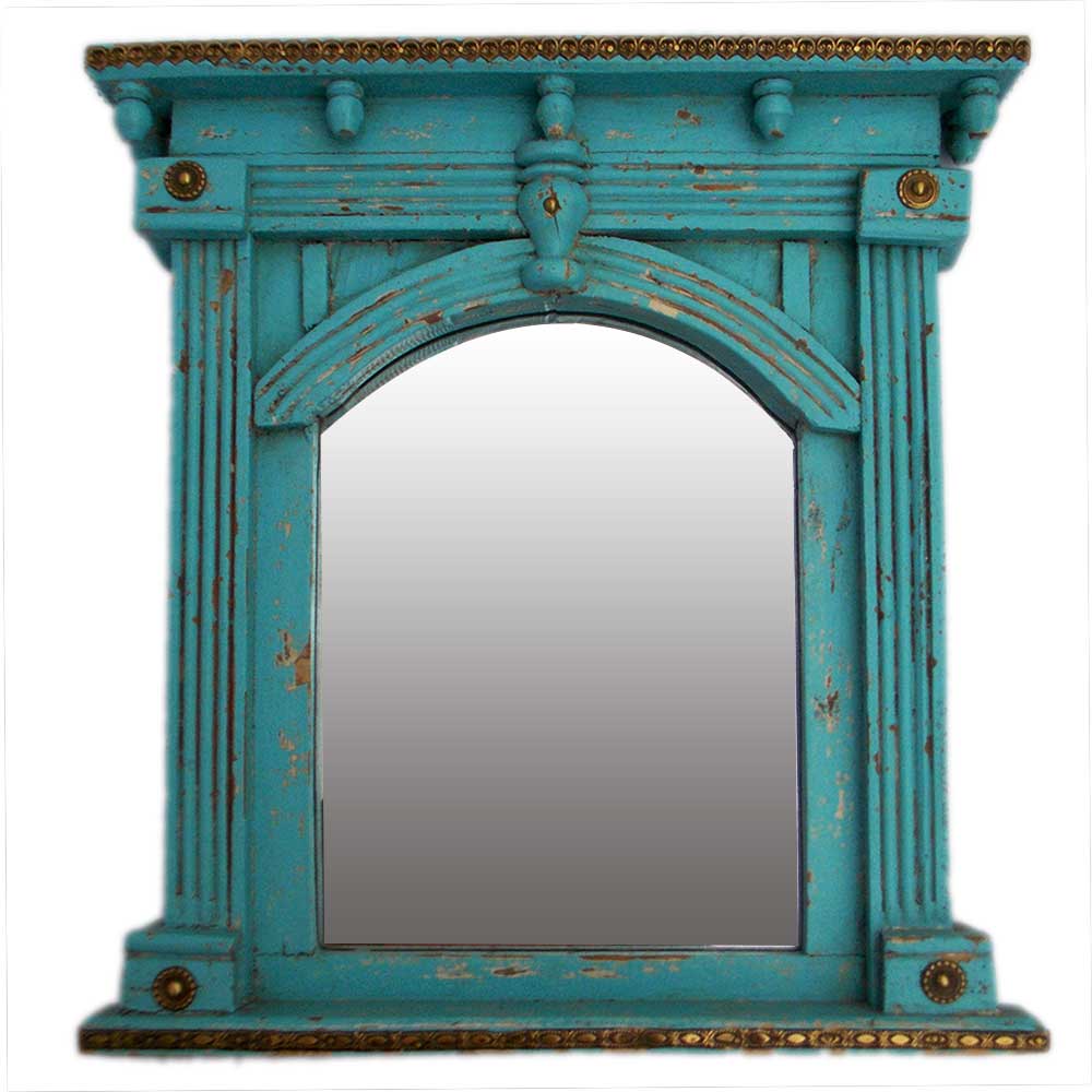 Wooden Mirror Frame - Distressed Blue