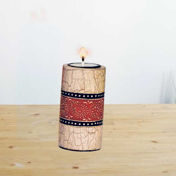 Candle Stand Cylindrical Small (Collection- Elegant Paisley)