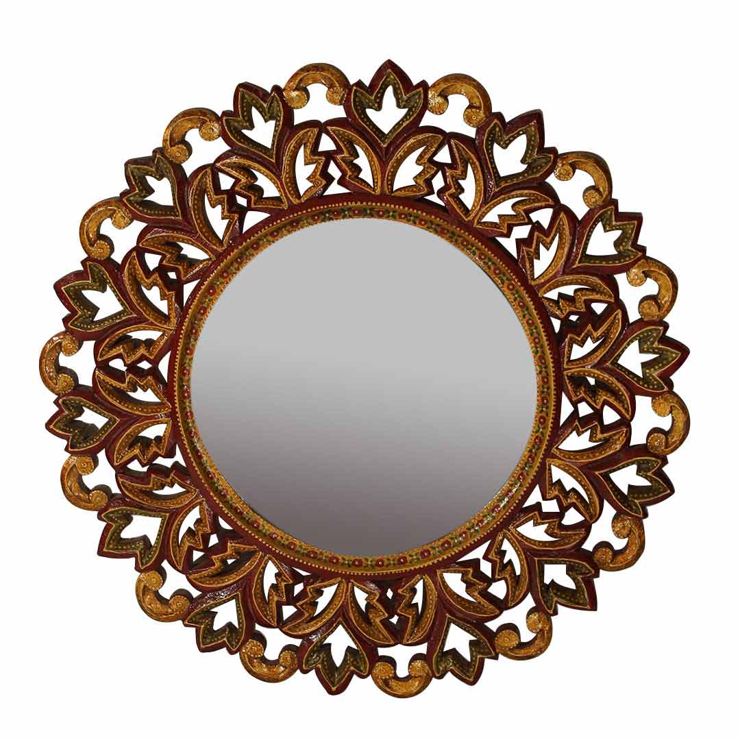 Traditionally Painted and Designed Round Wall Mirror