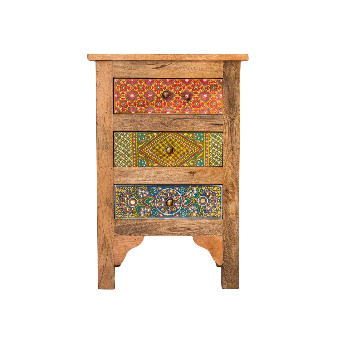 Hand Painted Wooden Drawer And Side Table 