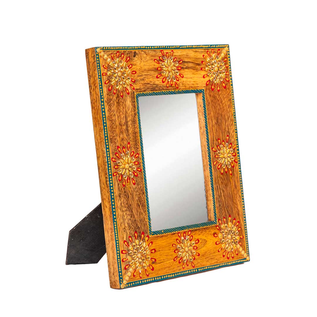 Wooden Photo Frame With Embossed Floral Design