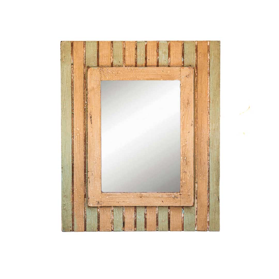 White - Light Green Wooden Pannel Shaped Photo Frame 